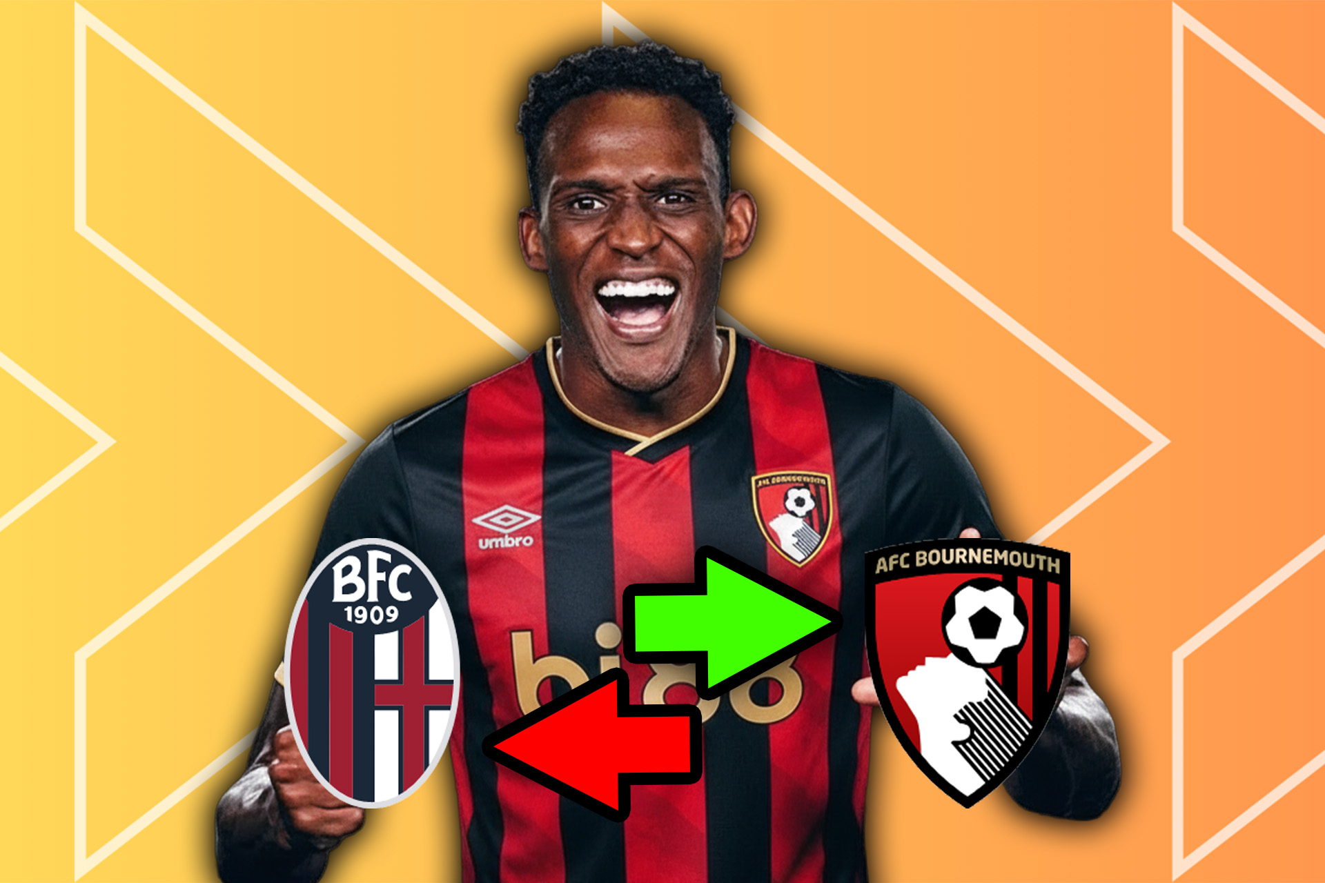An image of jhon lucumi from bologna to afc bournemouth