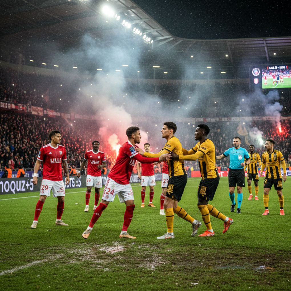  A heated exchange between RC Len and LOSC Lille during the game