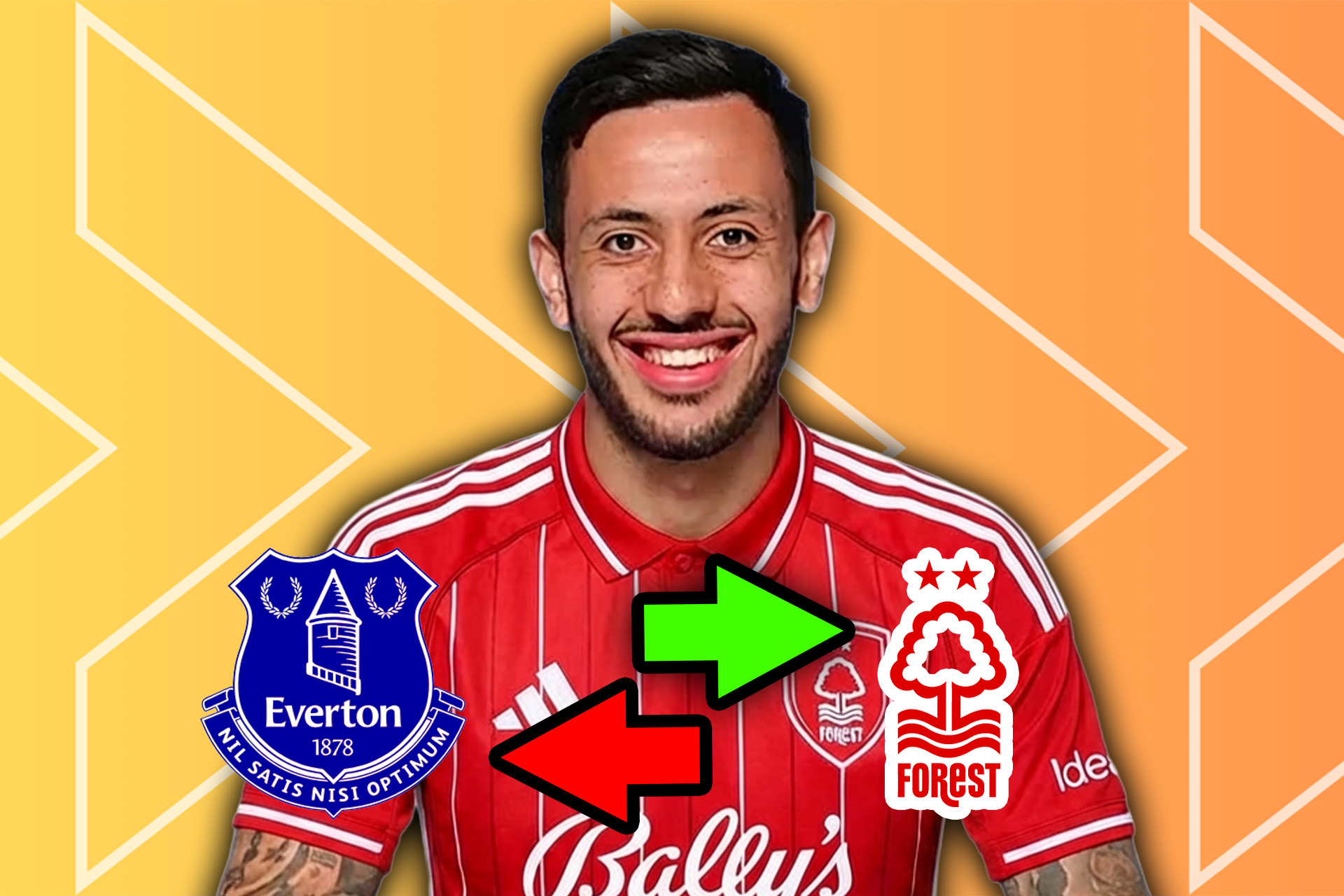 An image of dwight mcneil from everton to nottingham forest