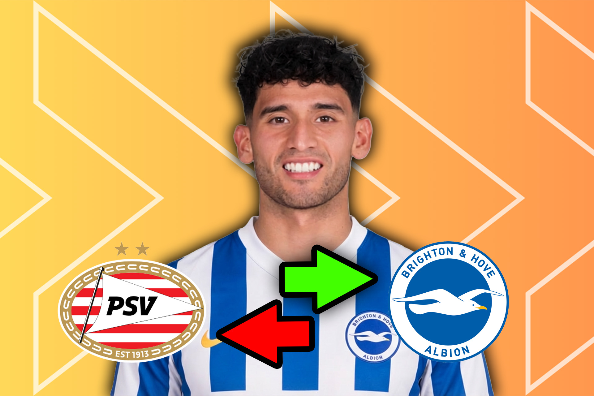 An image of ricardo pepi from PSV Eindhoven to Brighton & hove albion