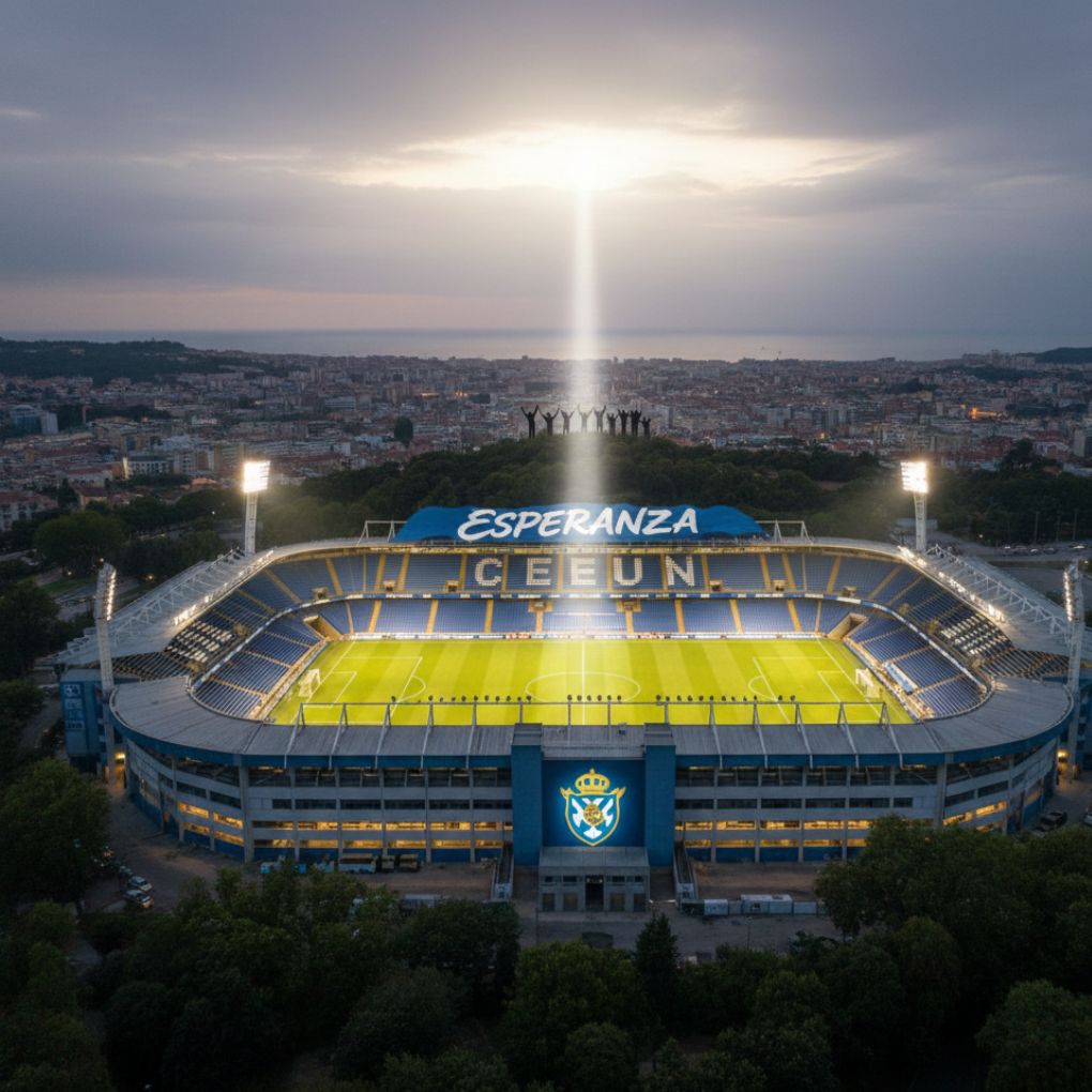 Aerial view of Abanca Balaídos stadium, showing the modern wave-style architecture.