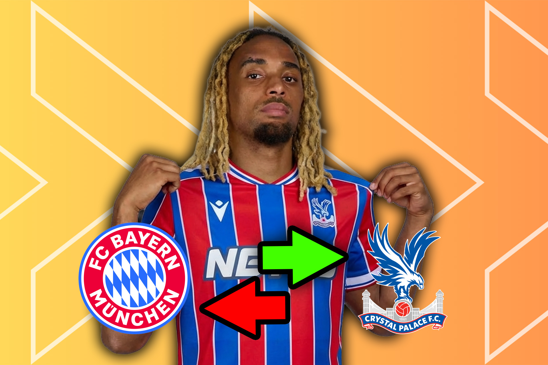 An image of Sacha Boey from bayern munich to Crystal palace